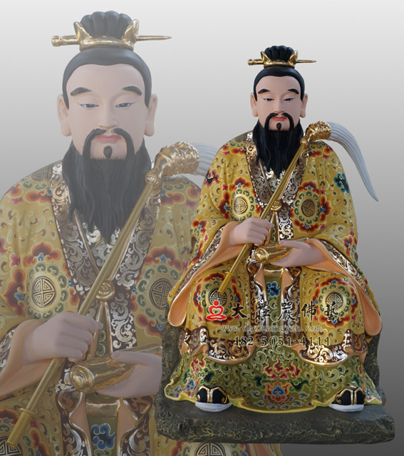 許真君彩繪神像 彩繪描金許真君